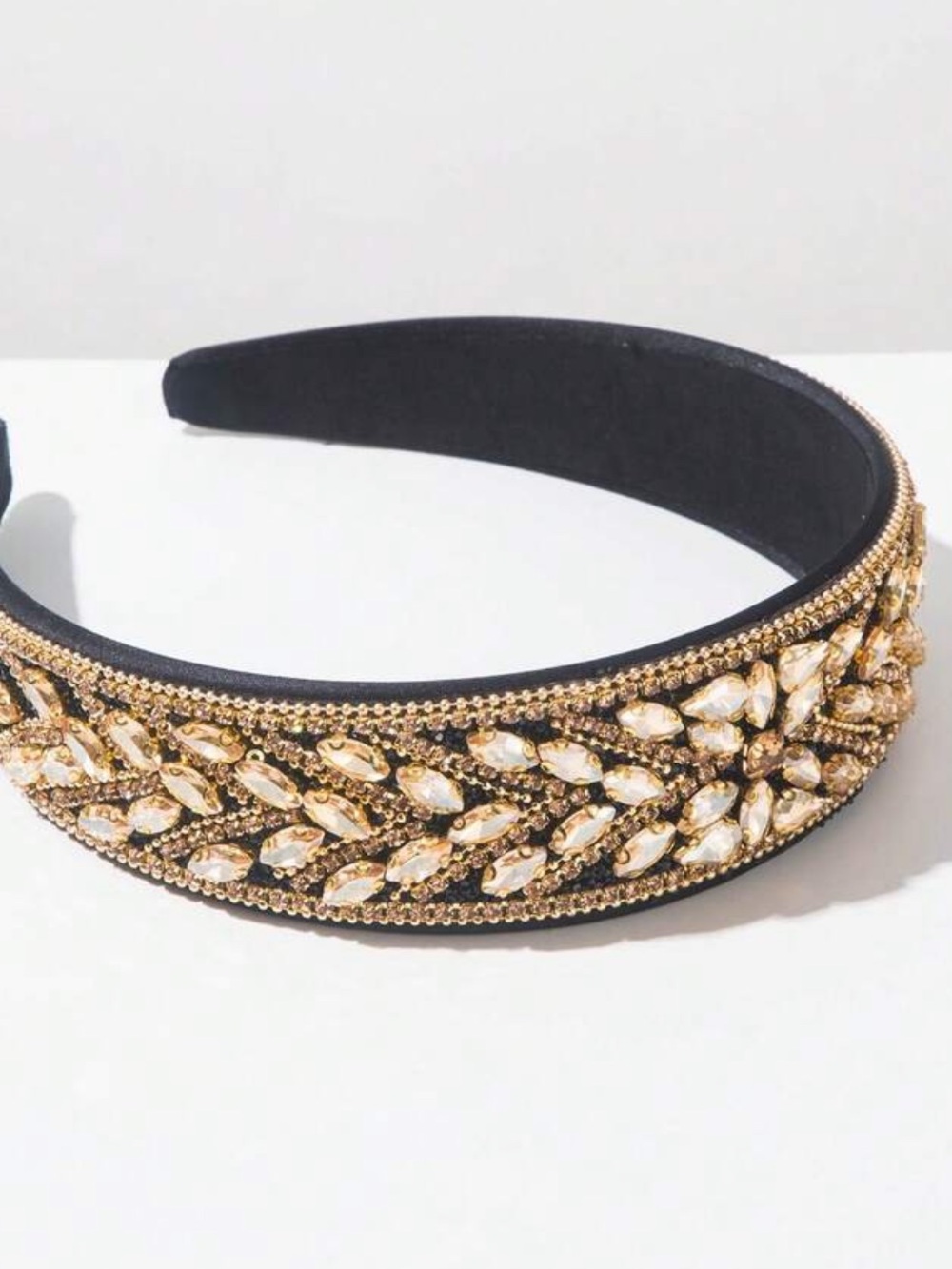 Embellished black‎ and gold Crystal Headband - Picture 3 of 10
